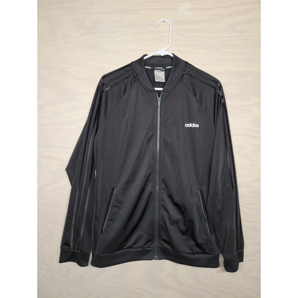 Adidas Men's SZ XL Track Jacket 3 Stripes Full Zip Long Sleeve Sportswear Black
